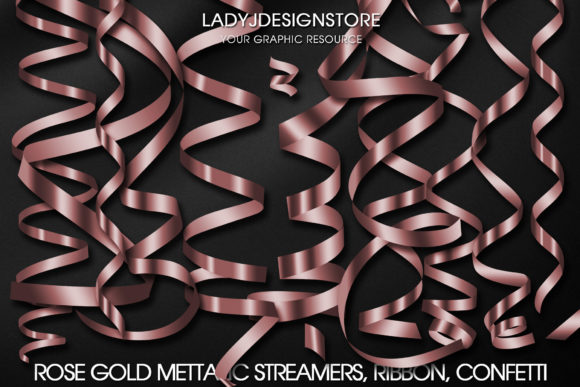 Download Rose Gold Glitter Ribbon Streamers - Rose Collection