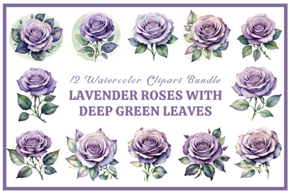 Download Lavender Roses with Green Leaves Bundle - Rose Collection