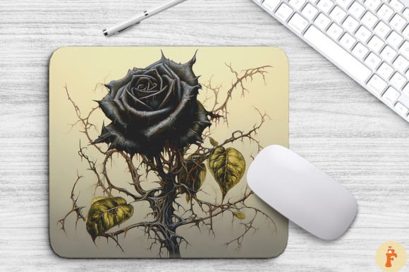 Download Black Rose and Thorns Mouse Pad Design - Rose Collection