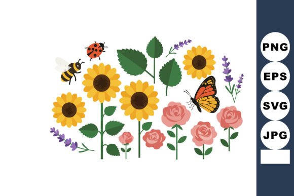 Download Sunflowers Roses Butterfly Bee Ladybug L - Rose Collection
