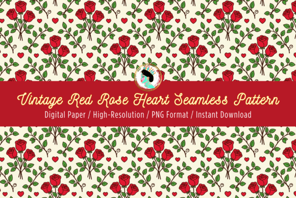 Download Red Rose Heart Seamless Pattern PNG - Rose Collection