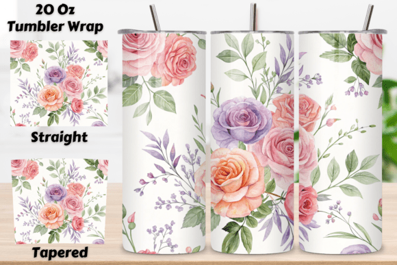 Download Watercolor Rose Bouquet Seamless Tumbler - Rose Collection