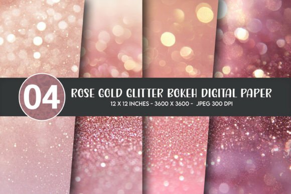 Download Rose Gold Glitter Bokeh Digital Paper - Rose Collection
