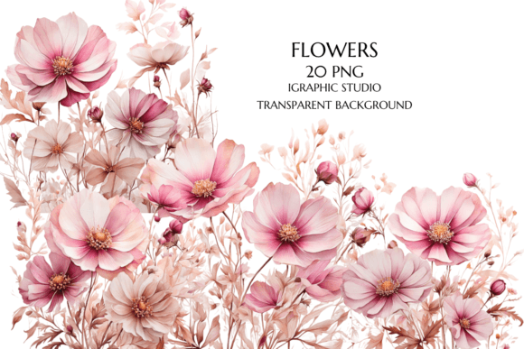 Download Rose Gold and Pink Wildflowers PNG - Rose Collection