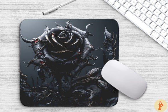 Download Black Rose and Thorns Mouse Pad Design - Rose Collection